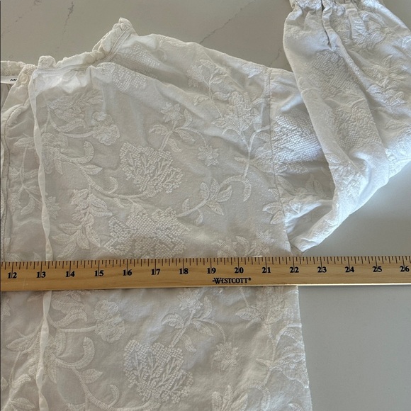 MNG Mango Elegant White Lacy Button up Embroidered Cotton Blouse Size Medium 8 - Picture 5 of 12